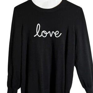 Marbled Black Sparkling Silver Love Sweater Long Sleeve